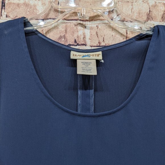 Travel Smith Blue Sleeveless 100% Polyester Dress Size 14P Women's Petite - Picture 5 of 8